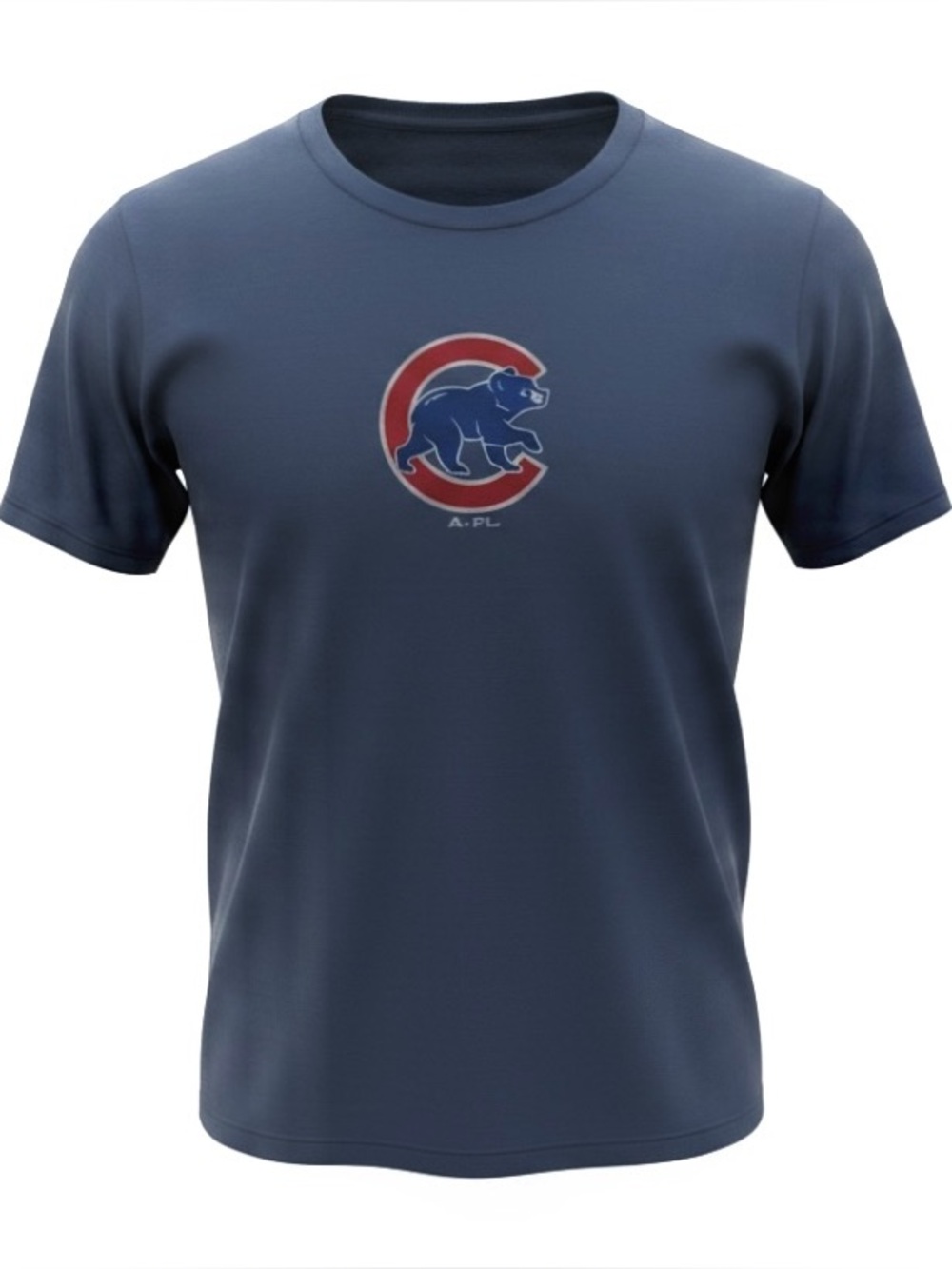 Blue Chicago Cubs Blue Graphic Print Crew Neck Short Sleeve T-Shirt Size Medium